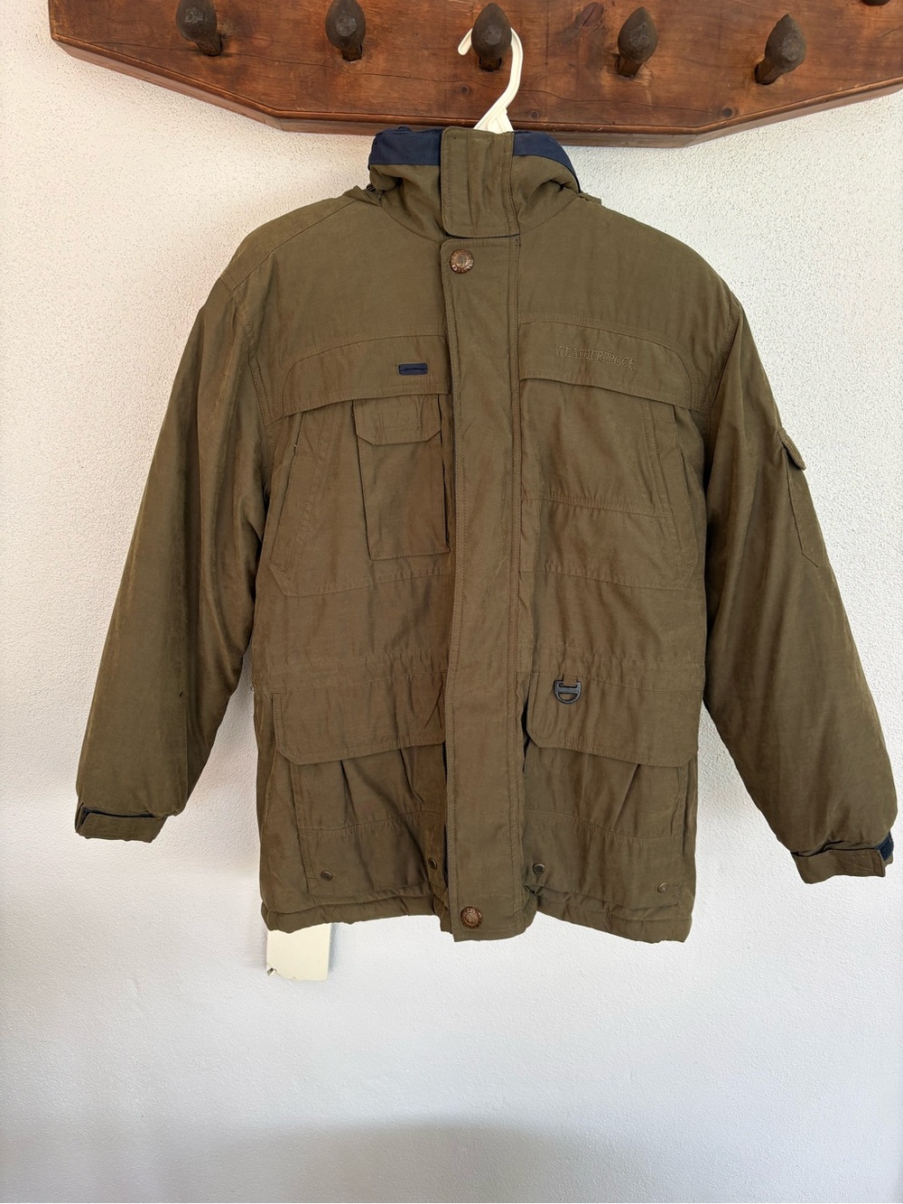 Weatherproof Boys (L -14/16) Olive Hooded Military Field Jacket.